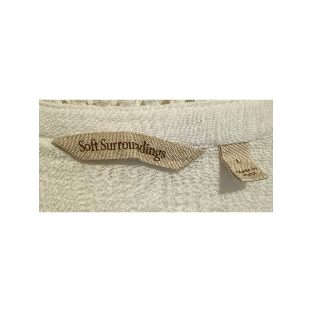 Soft Surroundings Sarnia Gauze Midi Dress Size L Floral Embroidered Boho Resort - Picture 6 of 13